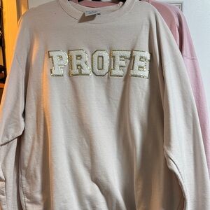 Champion Cream Sweater with Gold Lettering